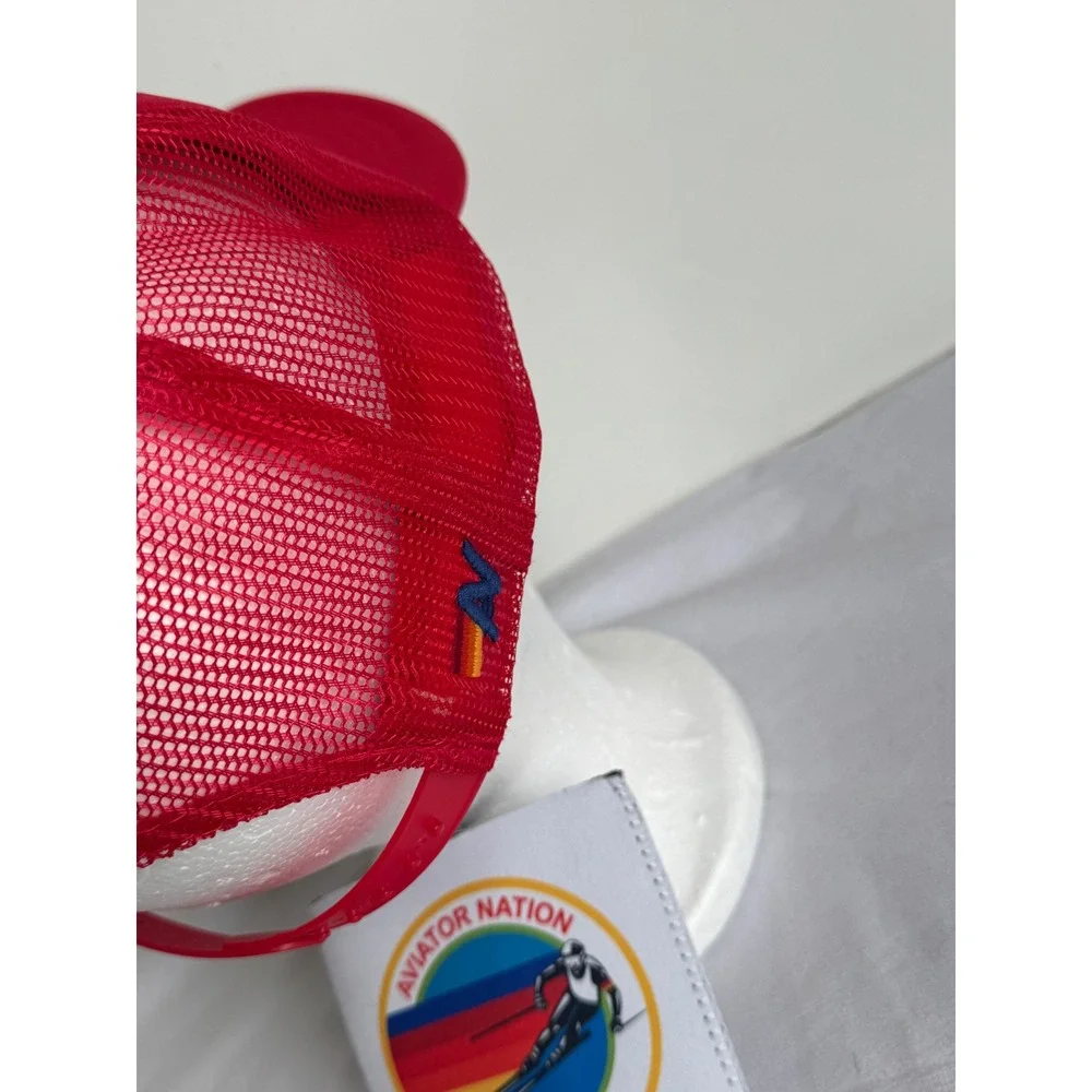 Aviator Nation Red Lightning Bolt Trucker Hat Snapback Cap & AV Koozie Aspen CO